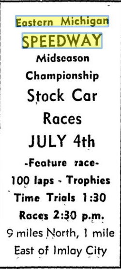 Eastern Michigan Speedway - July 1964 Ad (newer photo)